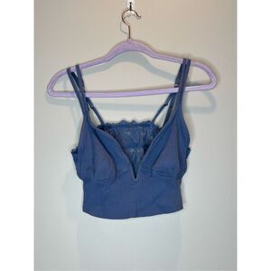 Aerie Blue V-front Lace Back Bralette Size Large